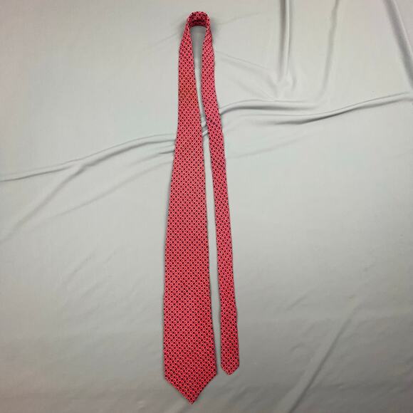 Karl Lagerfeld Silk Tie | Red Green | Geometric Circles | 60x3.5 - Picture 2 of 4